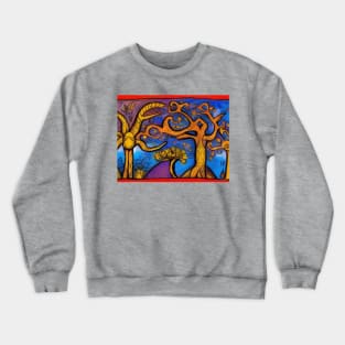 Folk Art Abstract Fairytale Forest Crewneck Sweatshirt